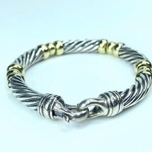 David Yurman Two-Tone Metro Cable Station Sterling 14K buckle bracelet JR9851